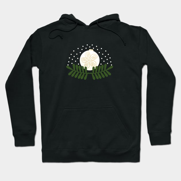 Christmas ornament on mistletoe and snow Hoodie by Funky Flower Girl